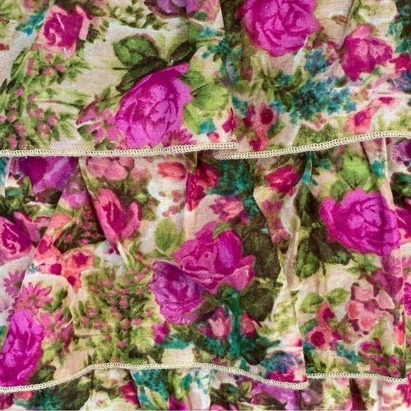 Small Y2k Vintage Floral Ruffle Skirt Cotton Mini Cottage Peasant Juniors 3 5 - Picture 6 of 9